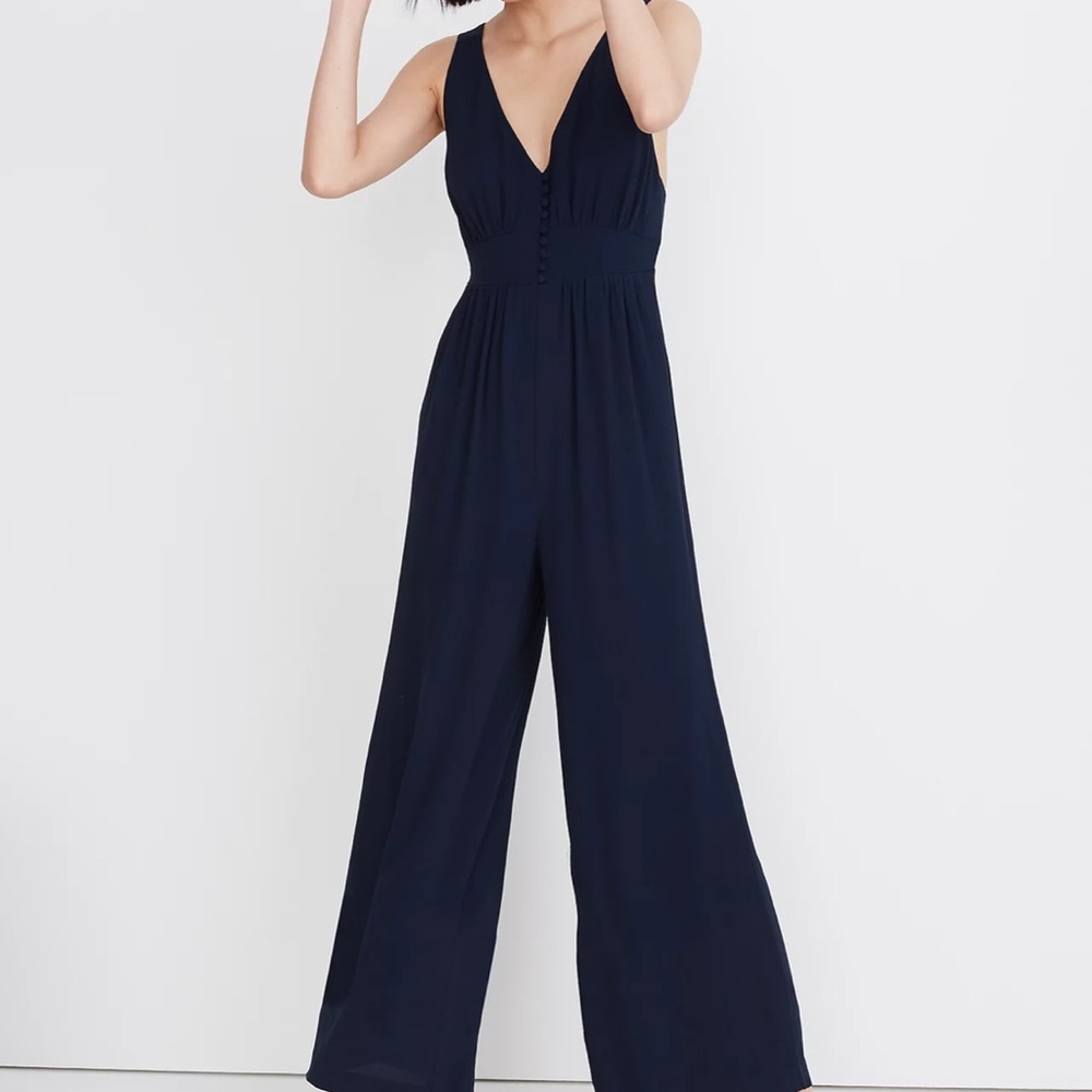 Madewell V-Back Navy Jumpsuit, new with tags